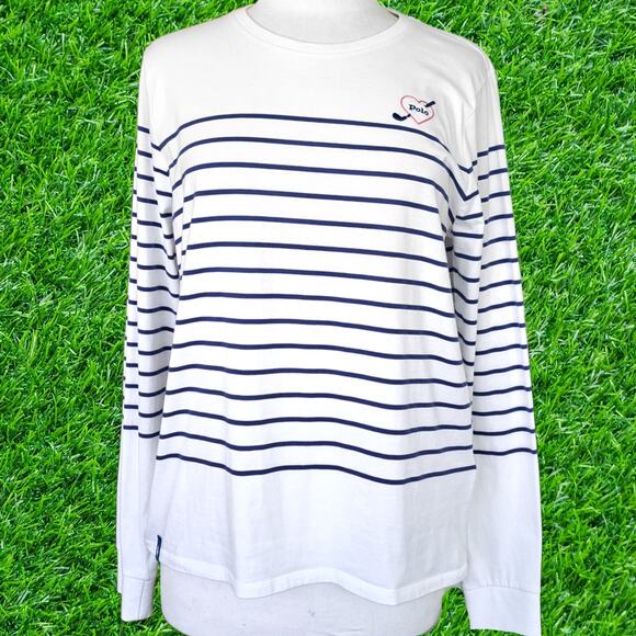 Ralph Lauren Tops - Ralph Lauren POLO Golf Women's Classic Stripe Top Long Sleeve Blue White Large